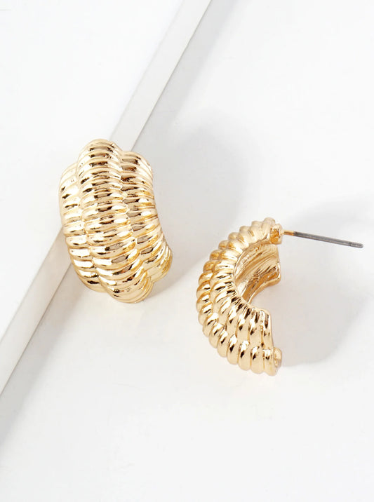 Textured Metal 25mm Half Hoop Earrings