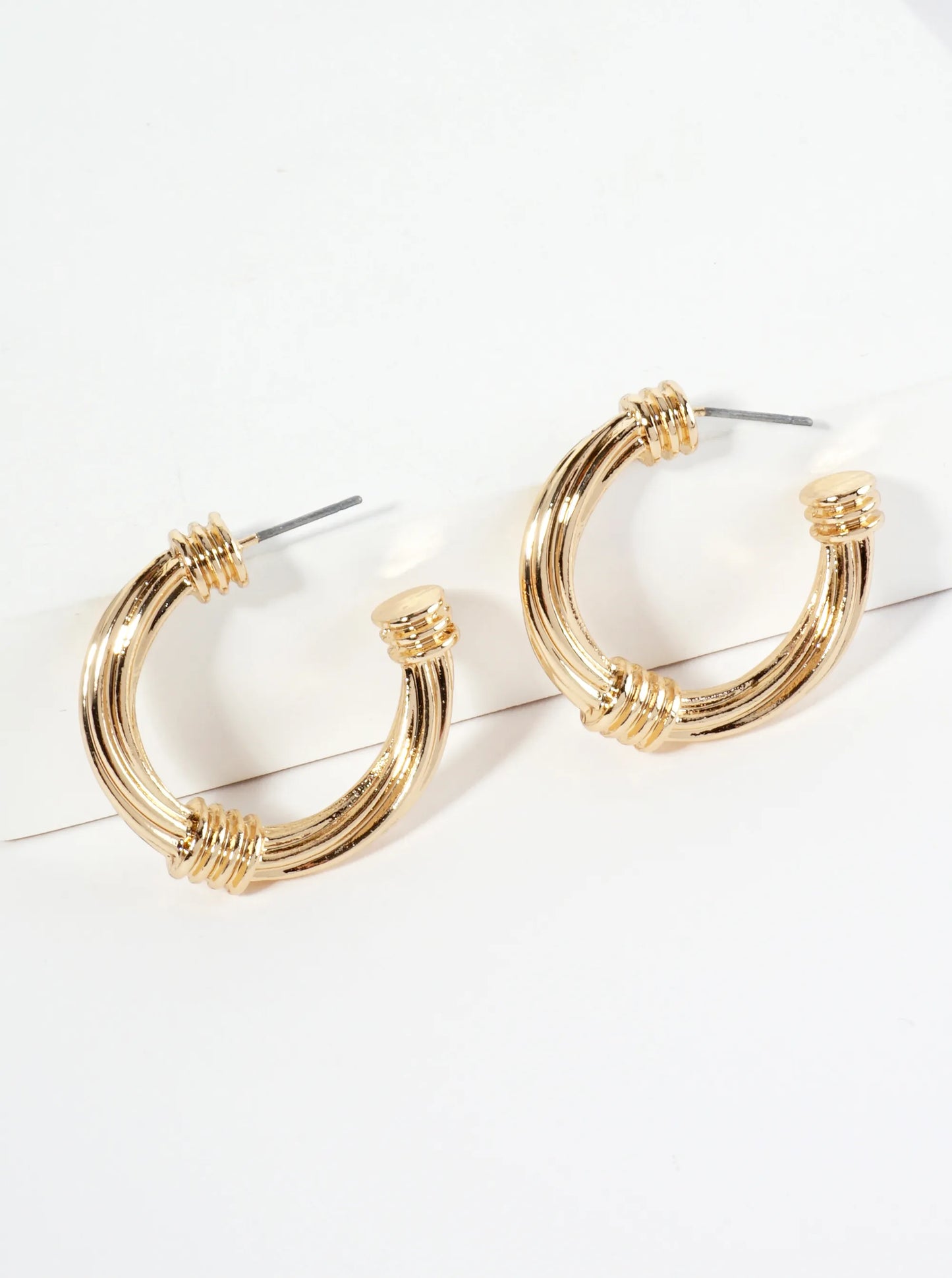 Textured Metal 25mm Open Hoop Earrings