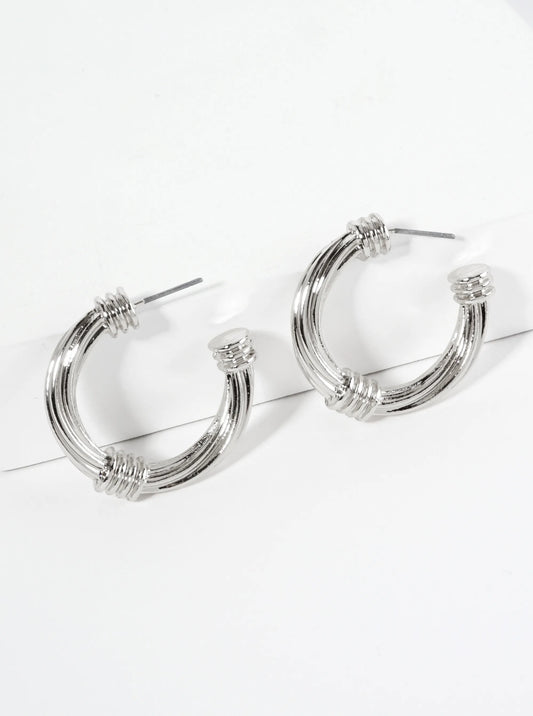 Textured Metal 25mm Open Hoop Earrings