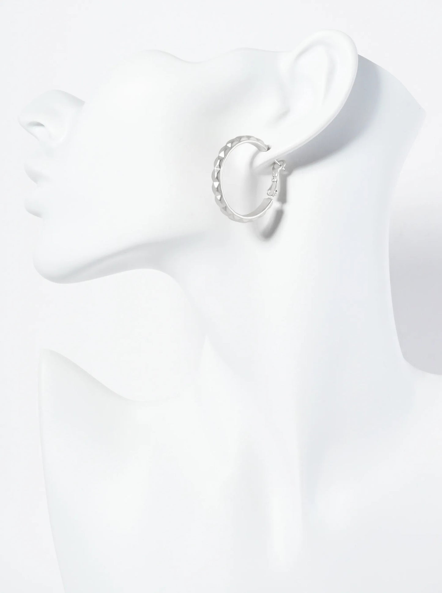 Textured Metal 27mm Latch Back Hoop Earrings
