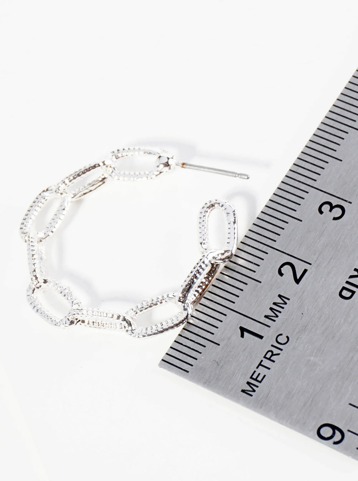 Textured Metal 30mm Chain Hoop Earrings
