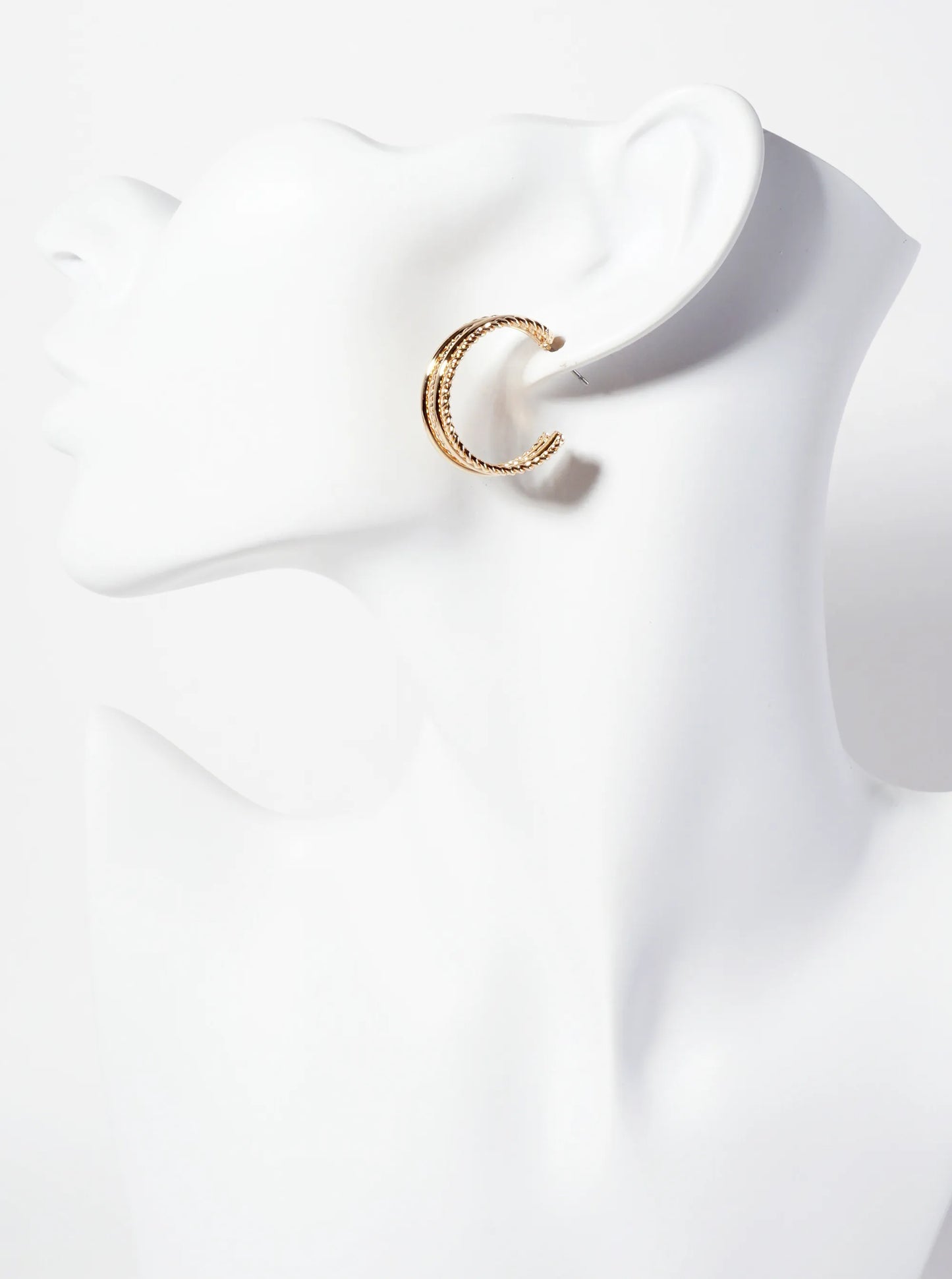 Textured Metal 30mm Open Hoop Earrings