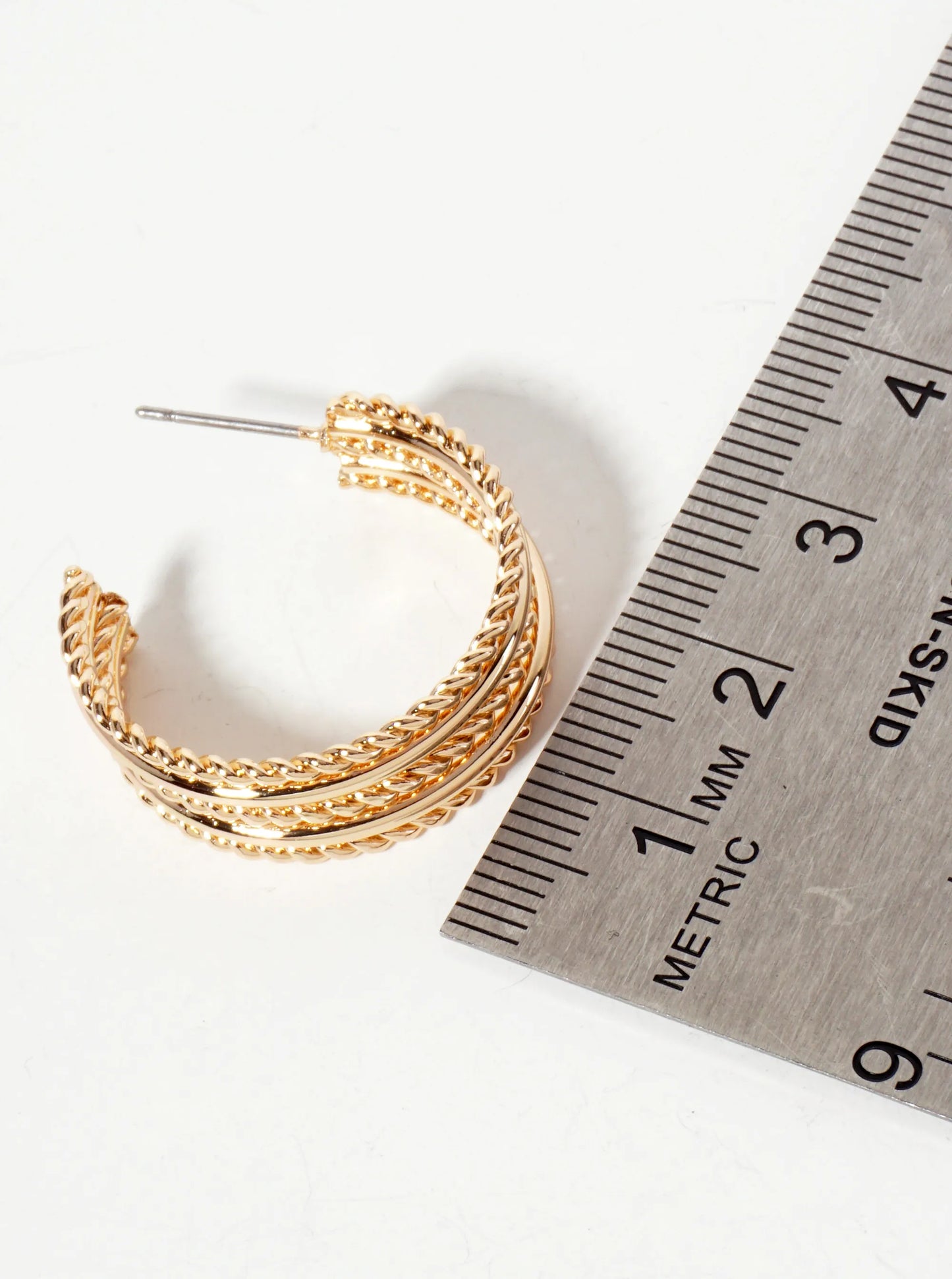 Textured Metal 30mm Open Hoop Earrings