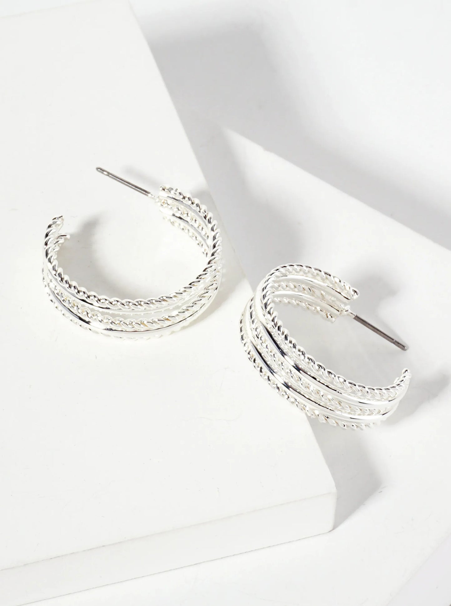 Textured Metal 30mm Open Hoop Earrings