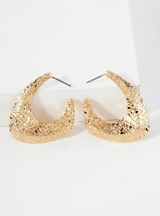 Textured Metal 35mm Hoop Earrings With-Titanium-Post