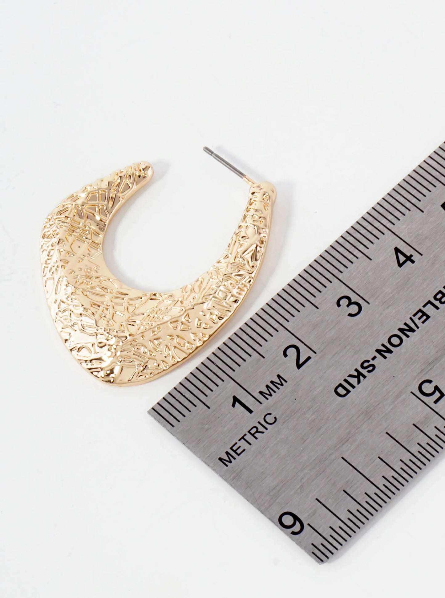 Textured Metal 35mm Hoop Earrings With-Titanium-Post
