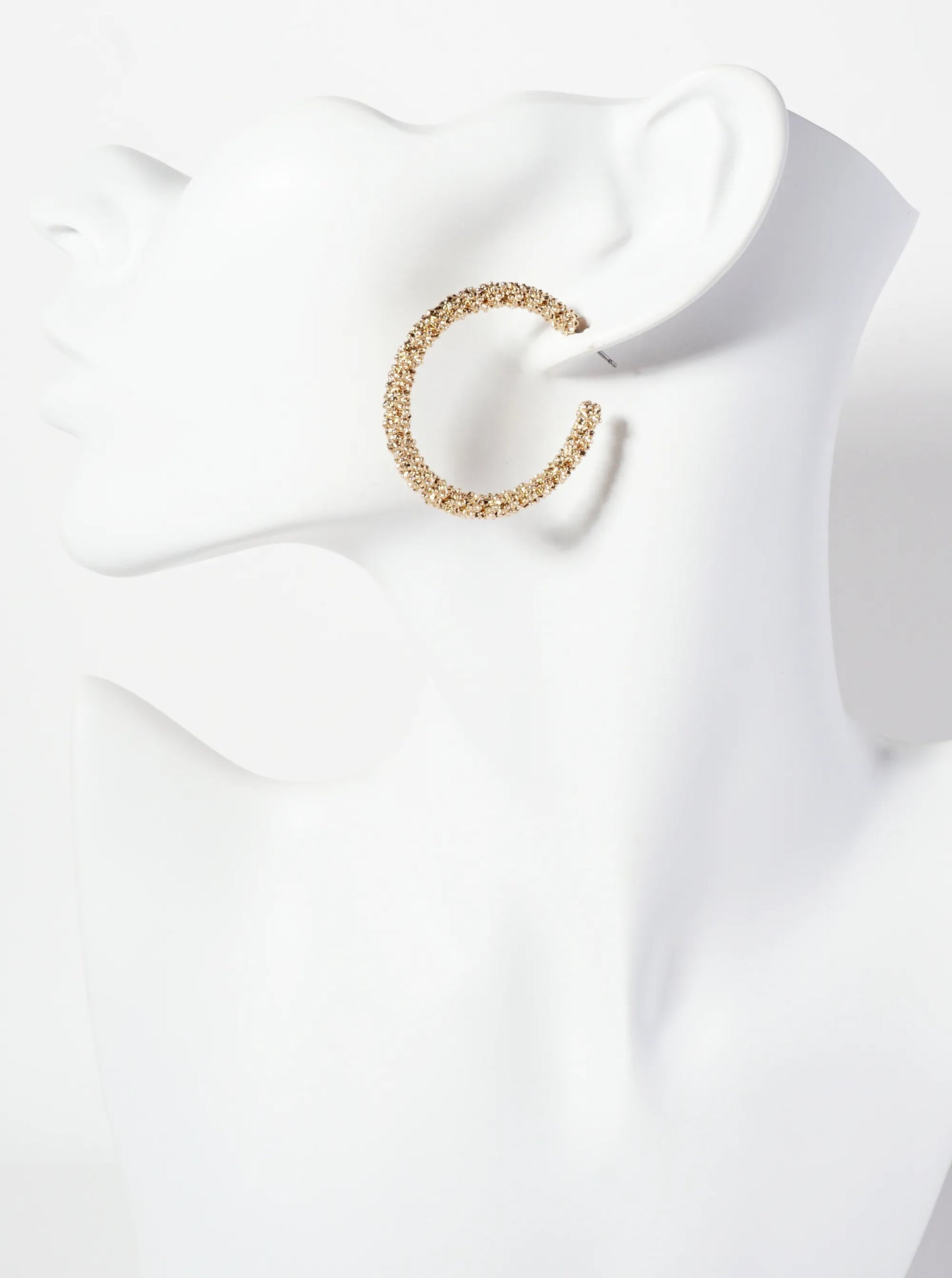 Textured Metal 35mm Open Hoop Earrings