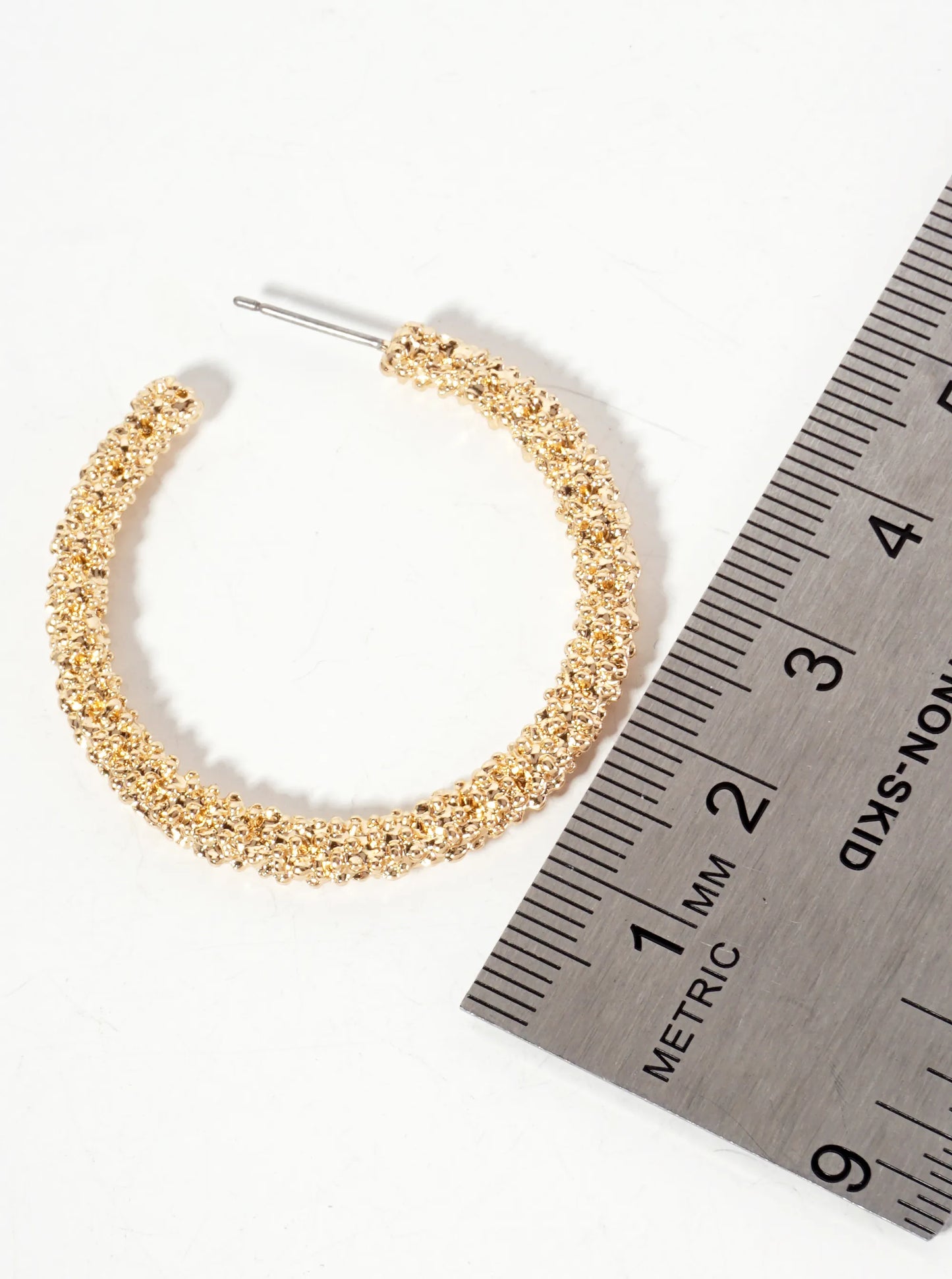 Textured Metal 35mm Open Hoop Earrings