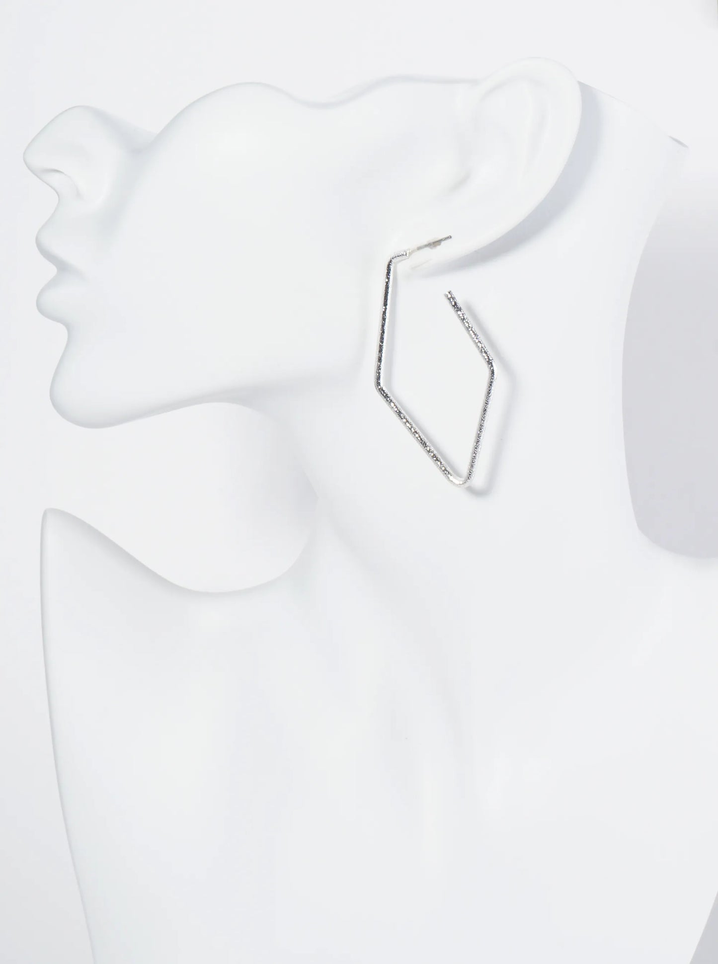 Textured Metal 55mm Rhombus Hoop Earrings