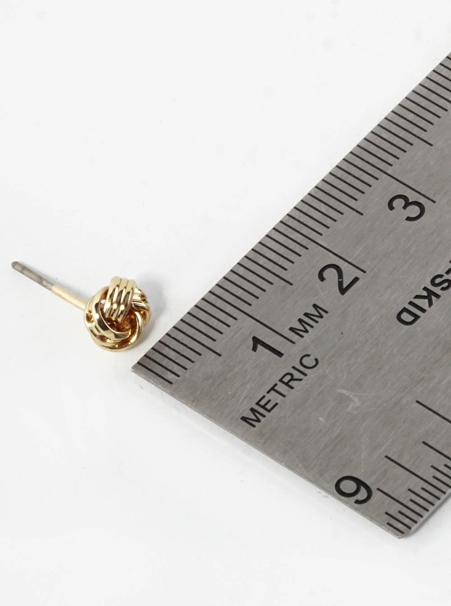 Textured Metal 6mm Dainty Love Knot Stud Earrings