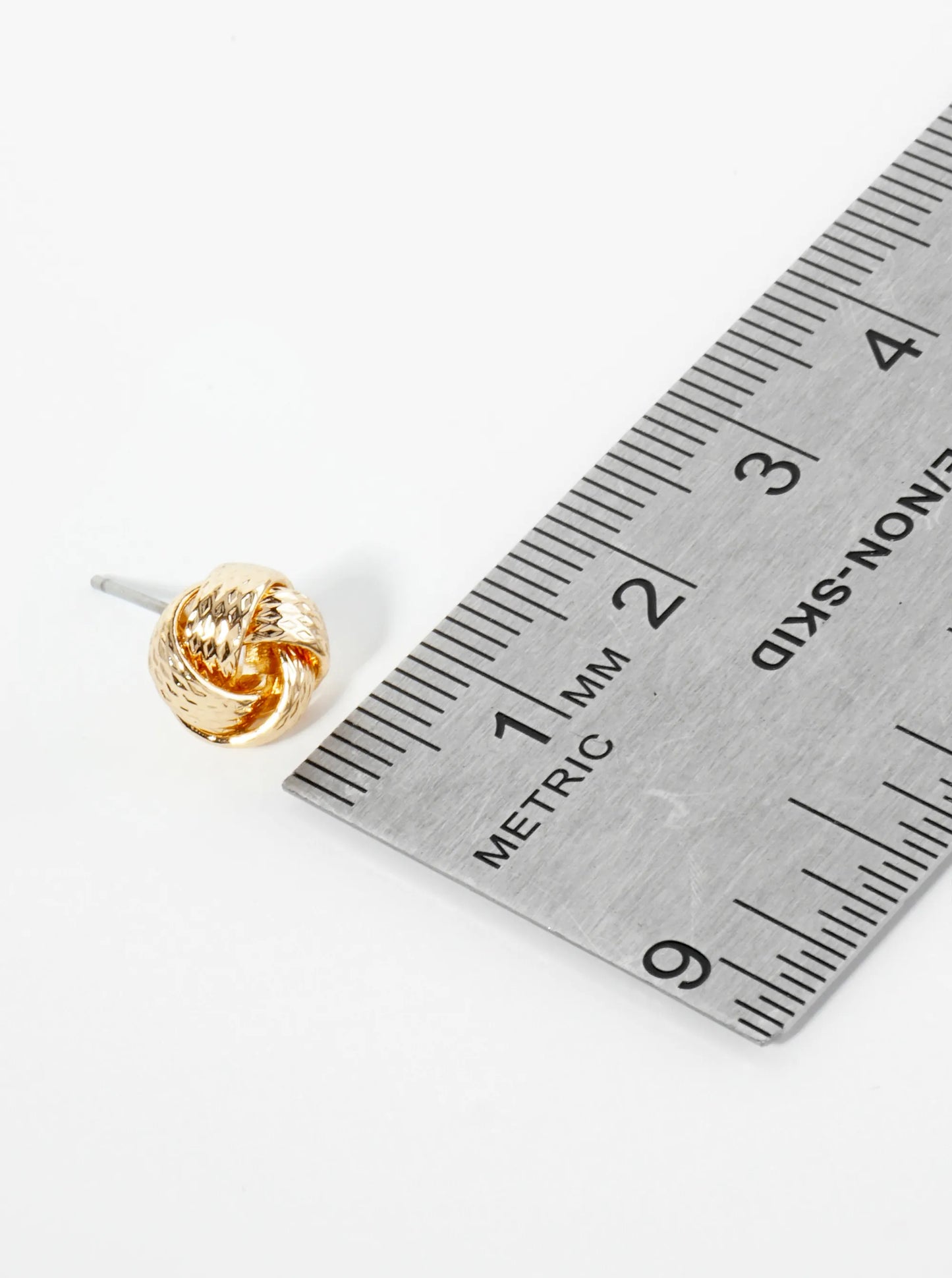 Textured Metal 9mm Love Knot Stud Earrings