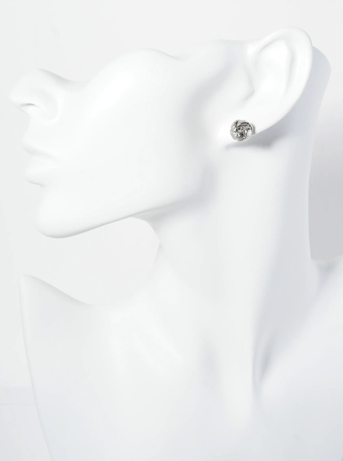 Textured Metal 9mm Love Knot Stud Earrings