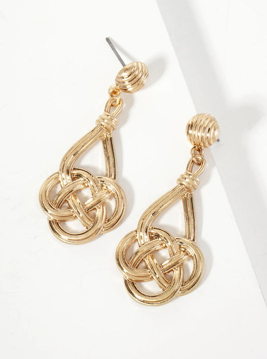 Textured Metal Celtic Knots Dangle Post Earrings