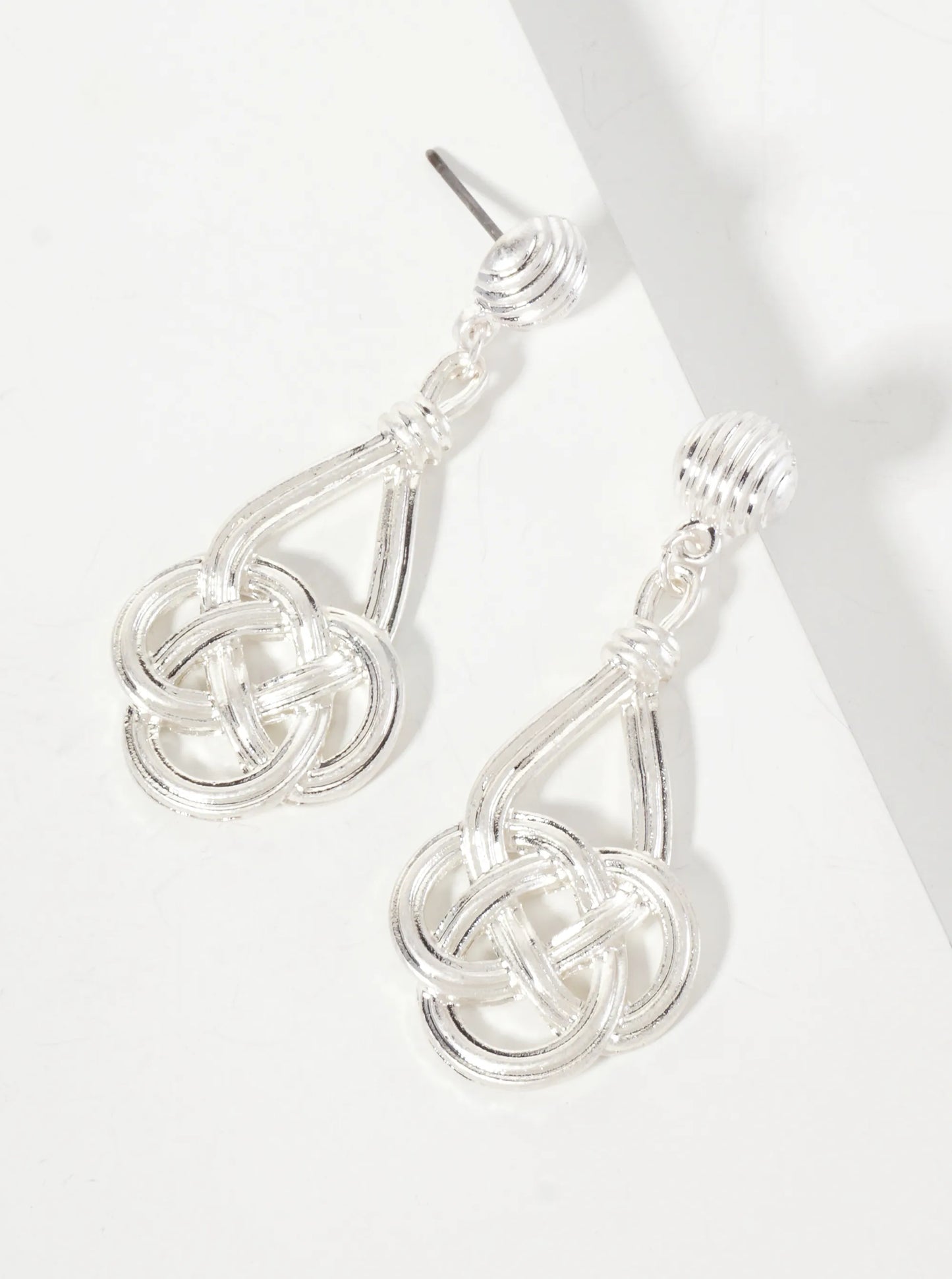Textured Metal Celtic Knots Dangle Post Earrings