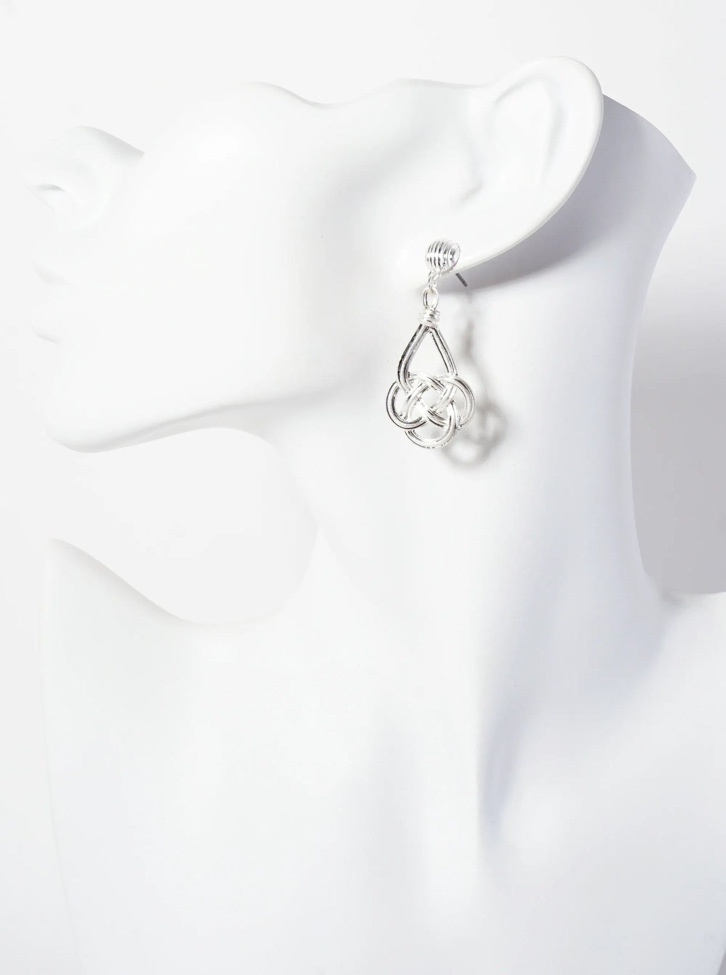 Textured Metal Celtic Knots Dangle Post Earrings