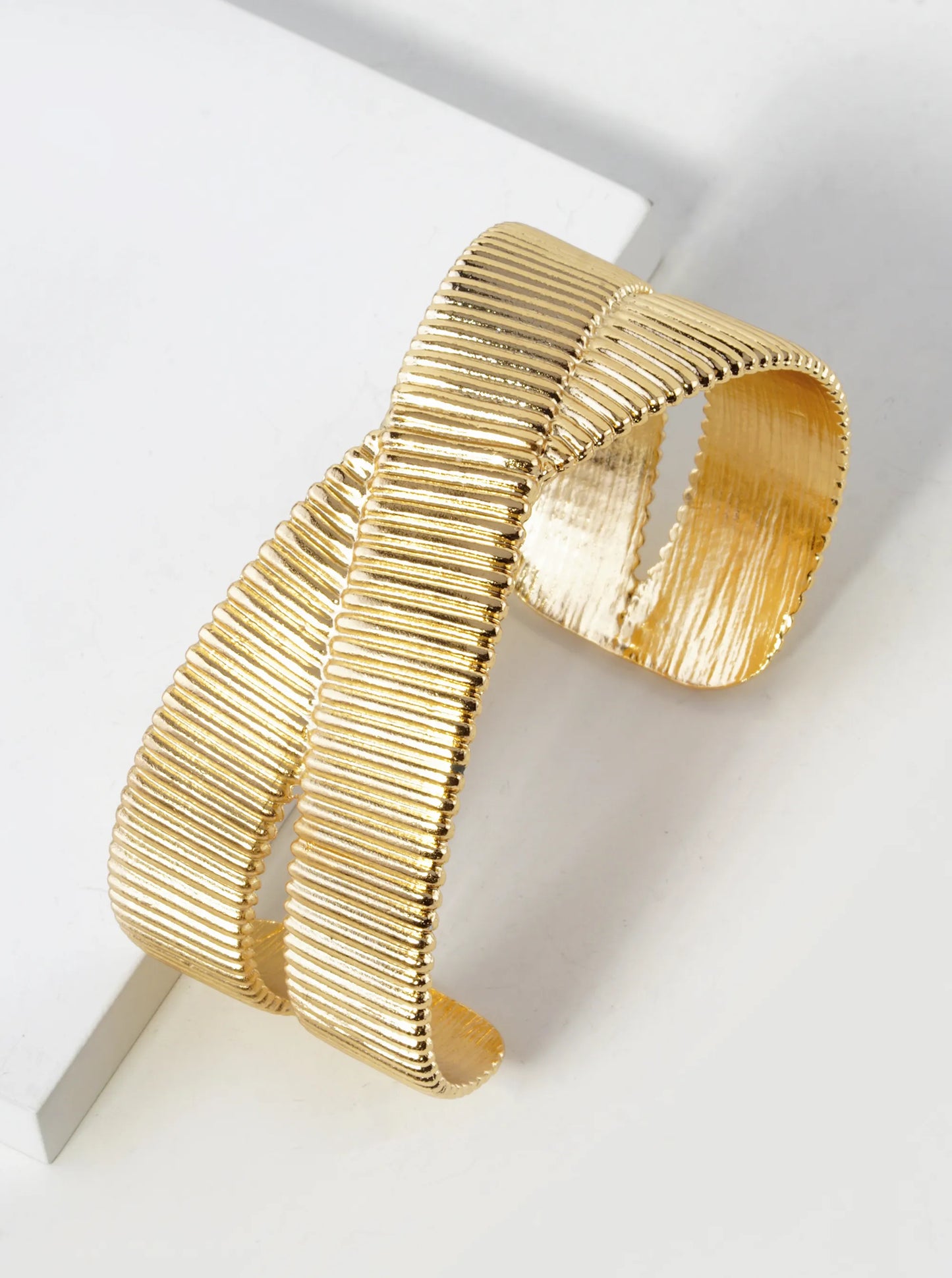 Textured Metal Cross Cuff Bracelet