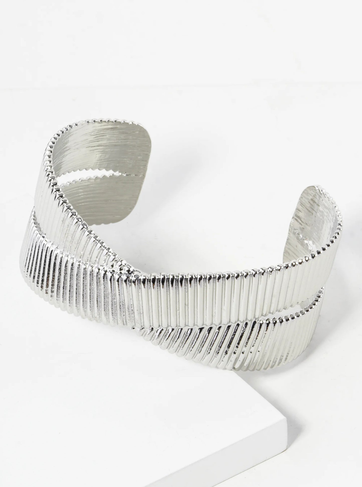 Textured Metal Cross Cuff Bracelet