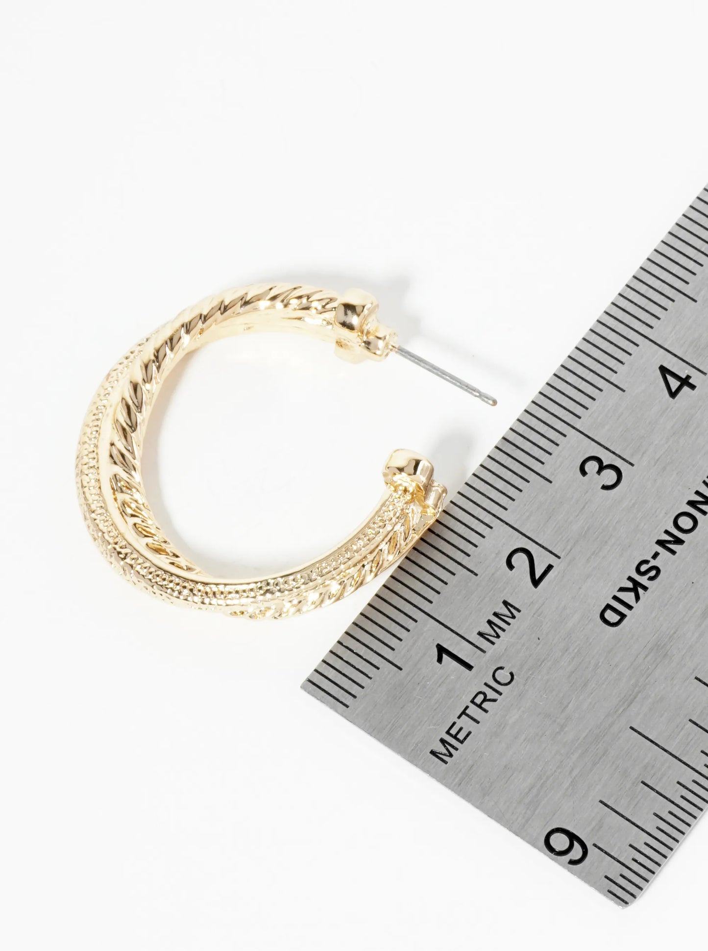 Textured Metal Crossover 30mm Open Hoop Earrings