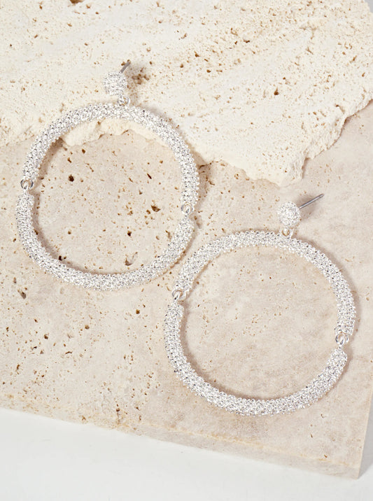 Textured Metal Earrings With Oval-Link Design