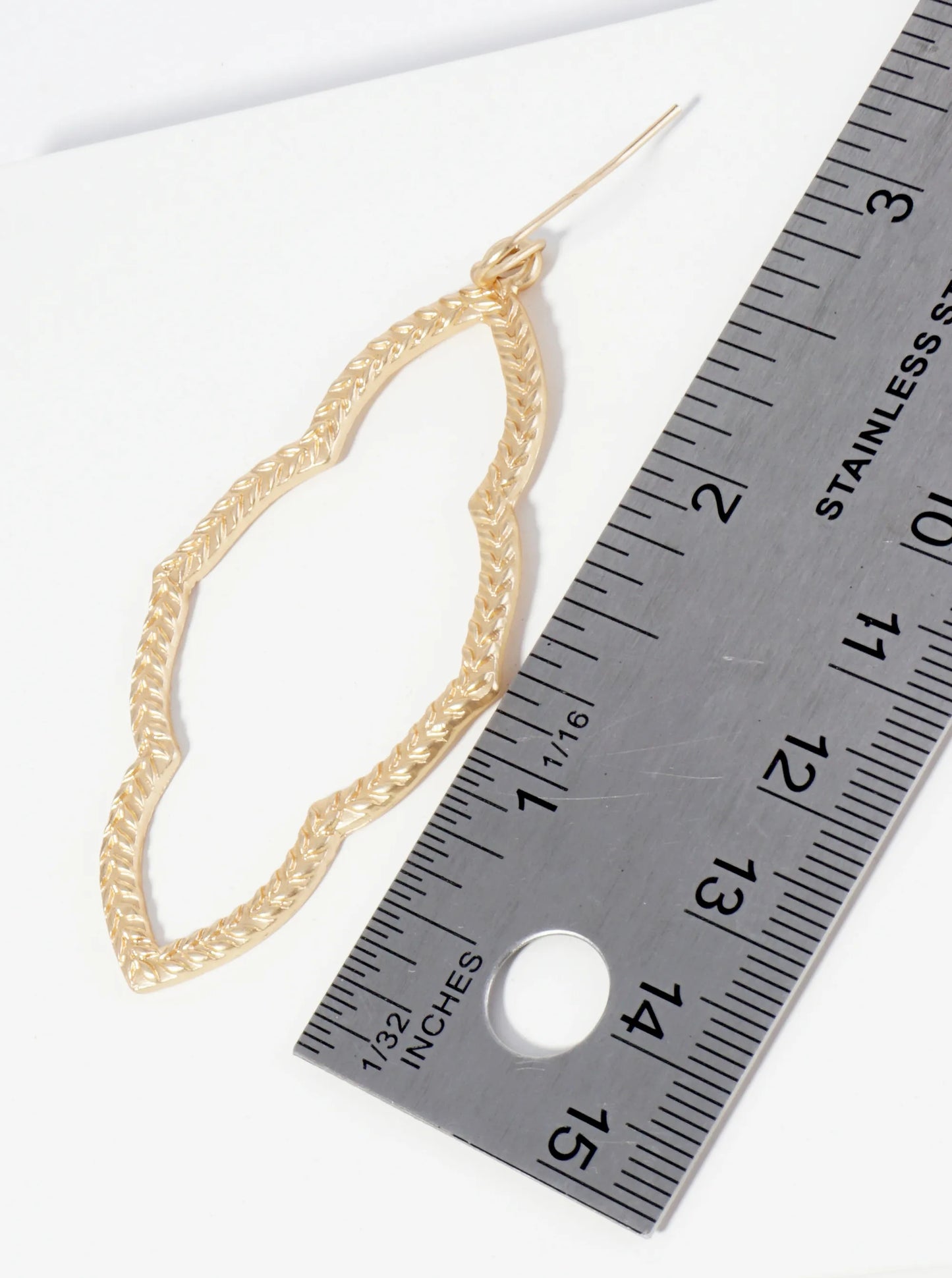 Textured Metal Elongated Quatrefoil Drop Dangle Earrings