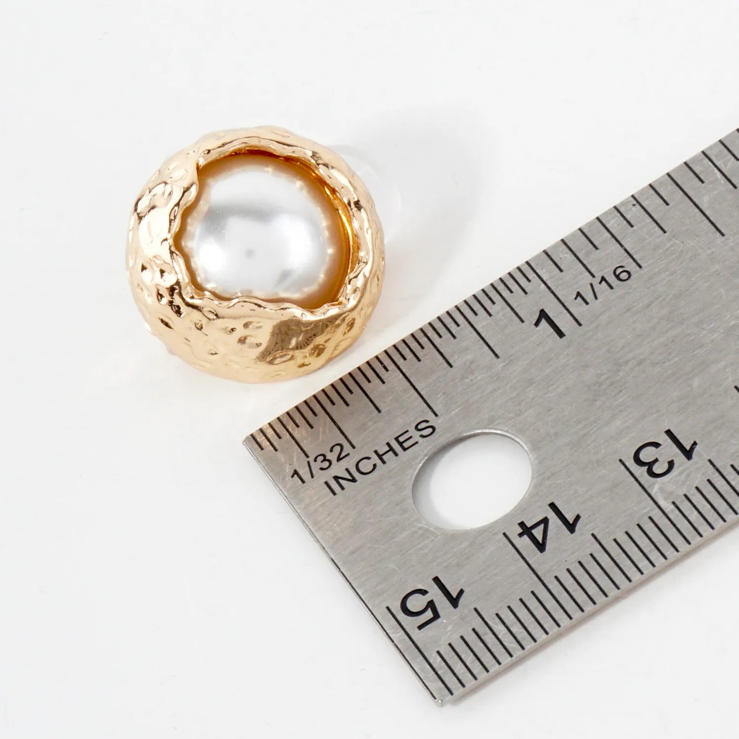 Textured Metal Framed Pearl Clip-On Earrings