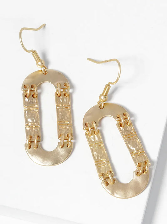 Textured Metal Geometric Shape Dangle Drop Earrings