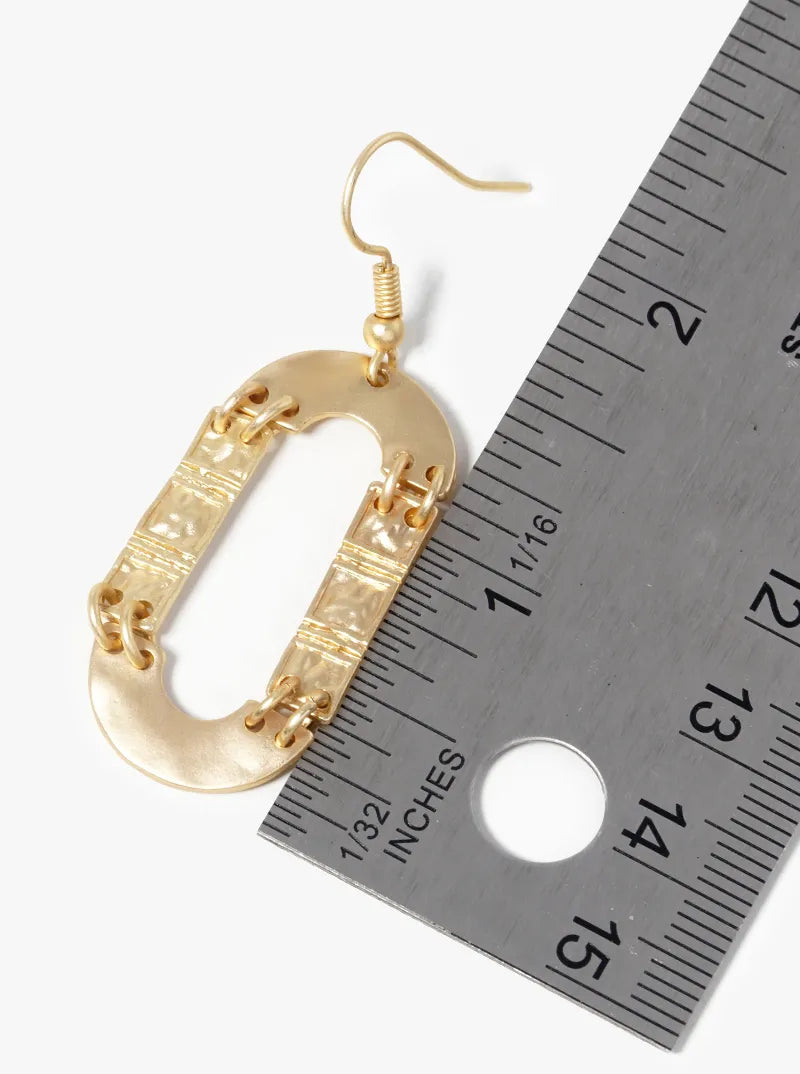 Textured Metal Geometric Shape Dangle Drop Earrings