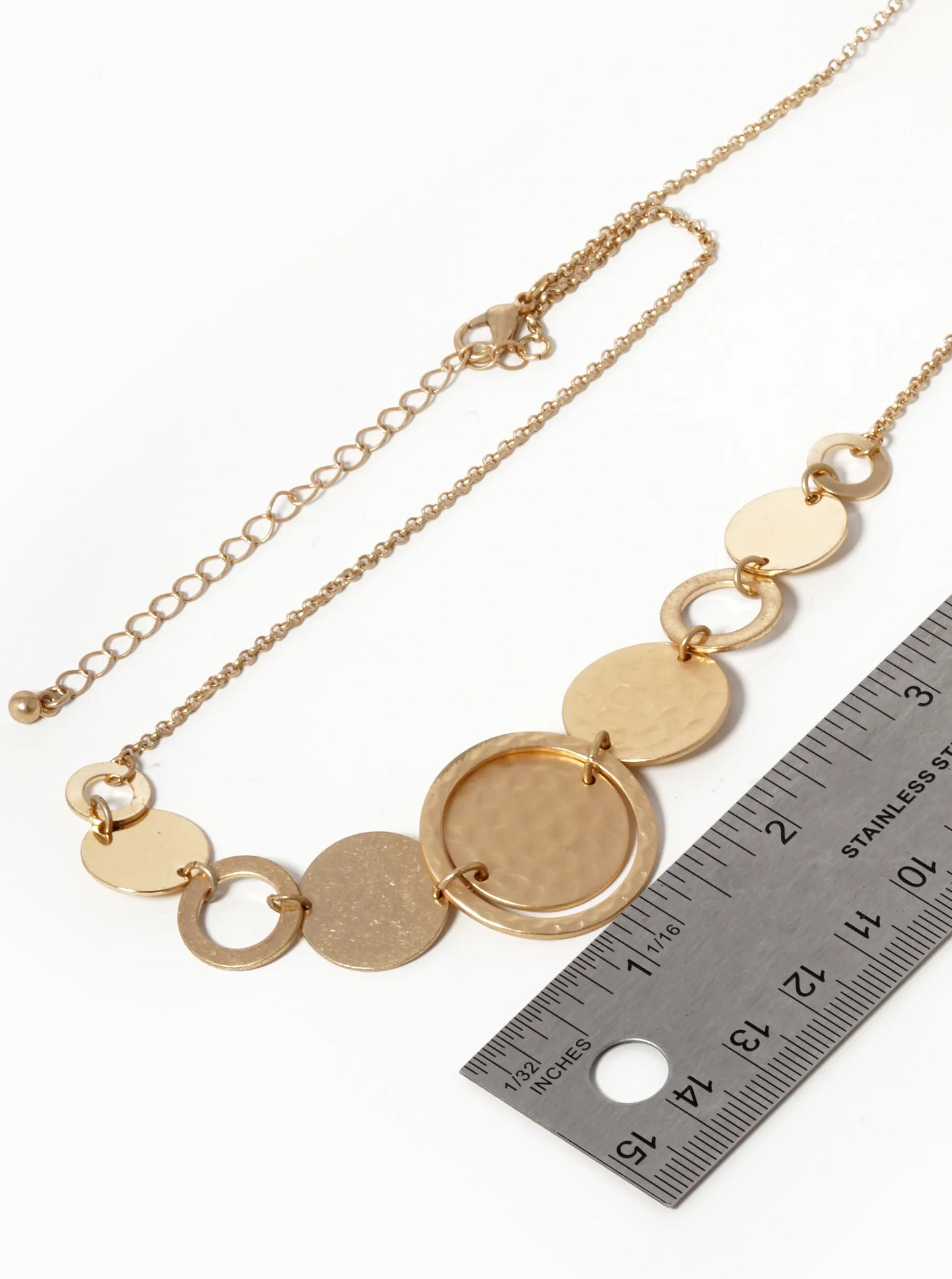 Textured Metal Graduated Multi-Circle Pendant Necklace