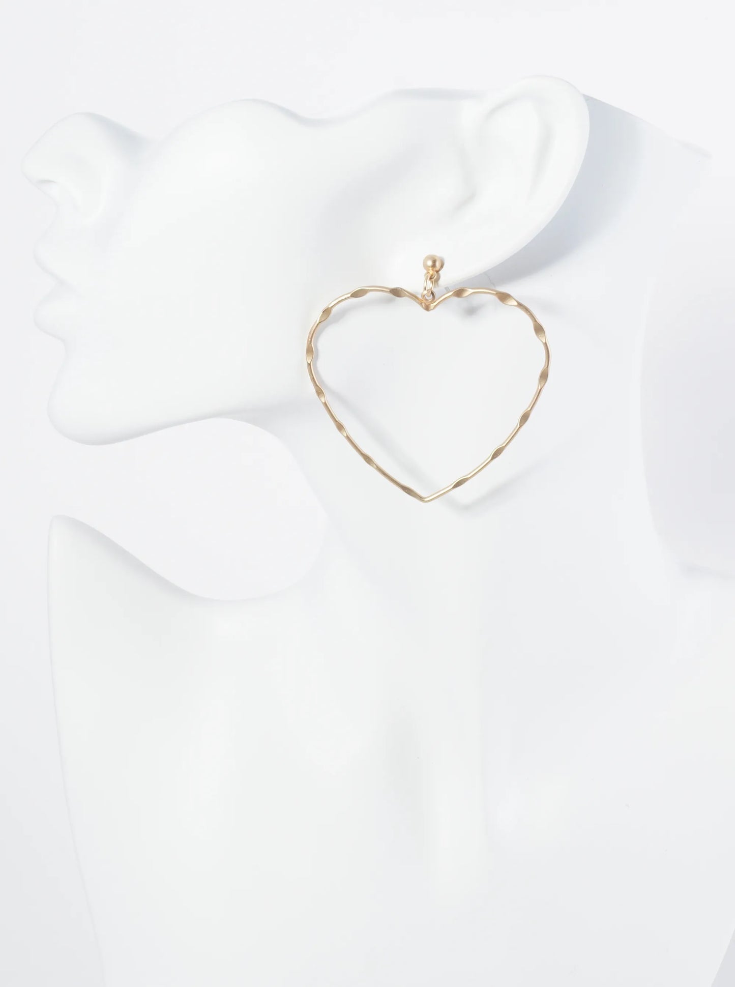 Textured Metal Heart Drop Post Earrings