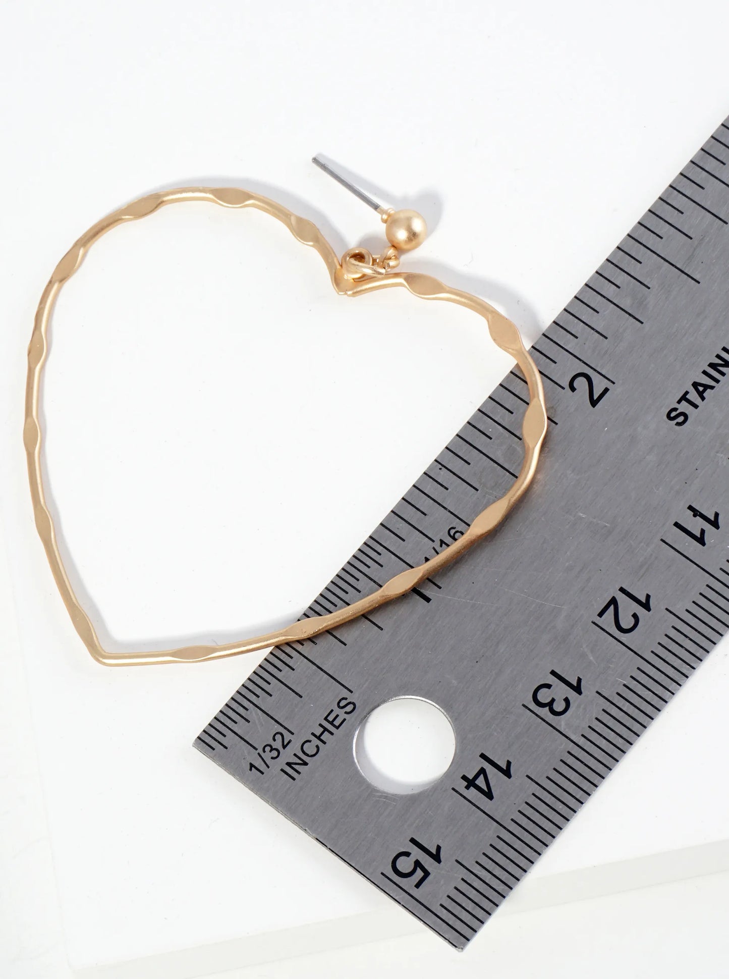 Textured Metal Heart Drop Post Earrings