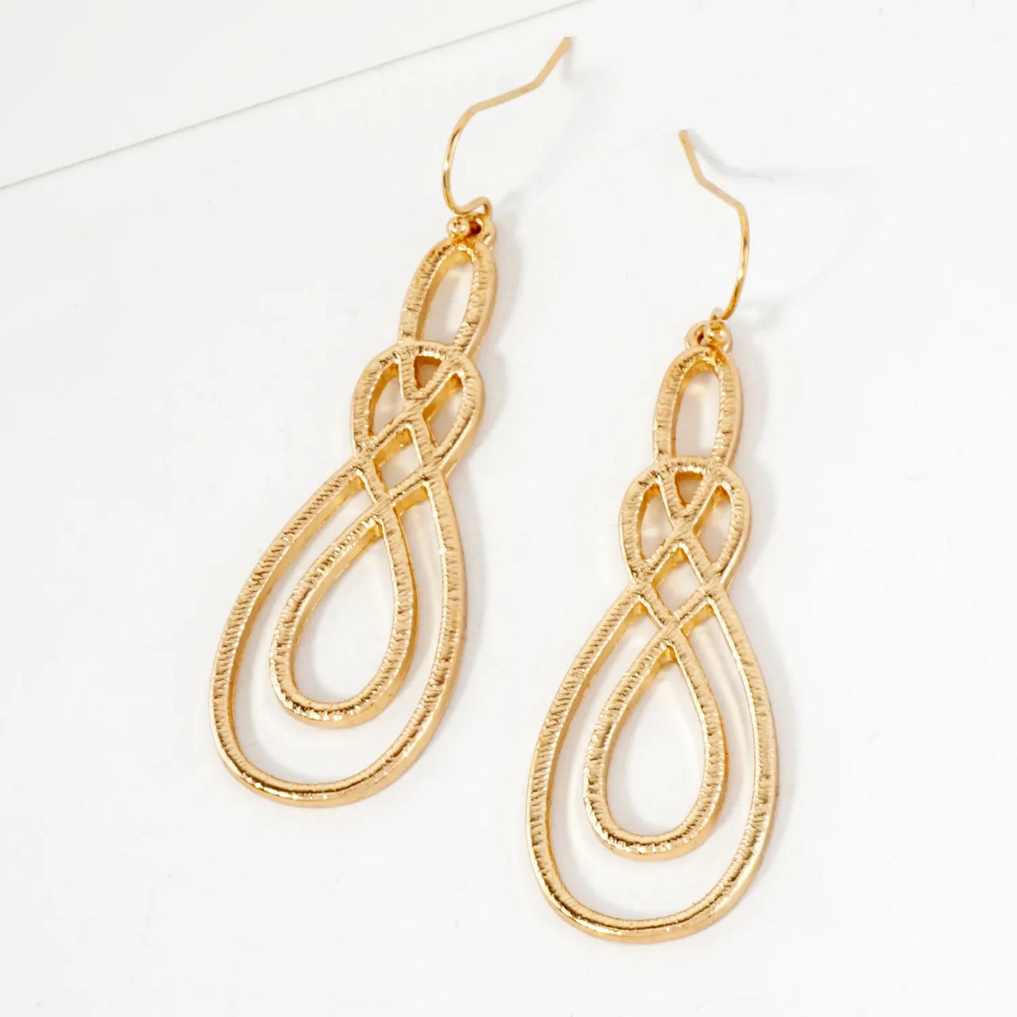 Textured Metal Intertwined Infinity Dangle Earrings