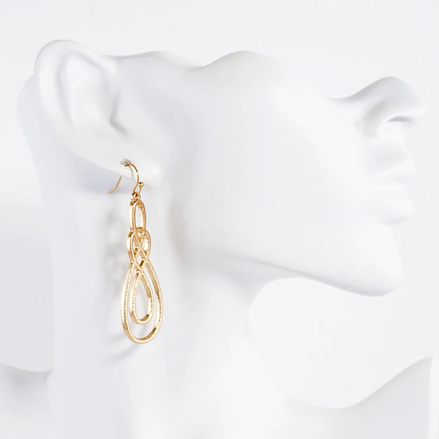 Textured Metal Intertwined Infinity Dangle Earrings