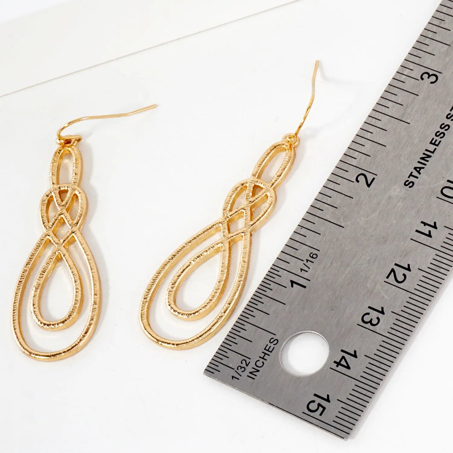 Textured Metal Intertwined Infinity Dangle Earrings