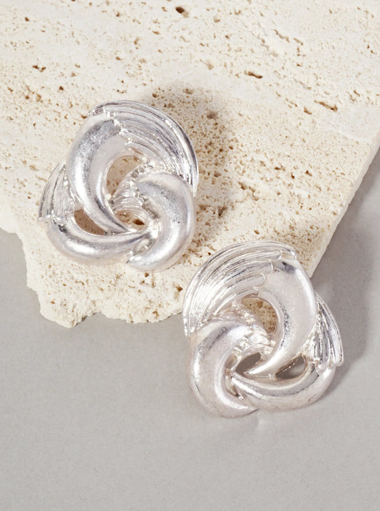 Textured Metal Knot Design Statement Earrings With-Titanium-Post