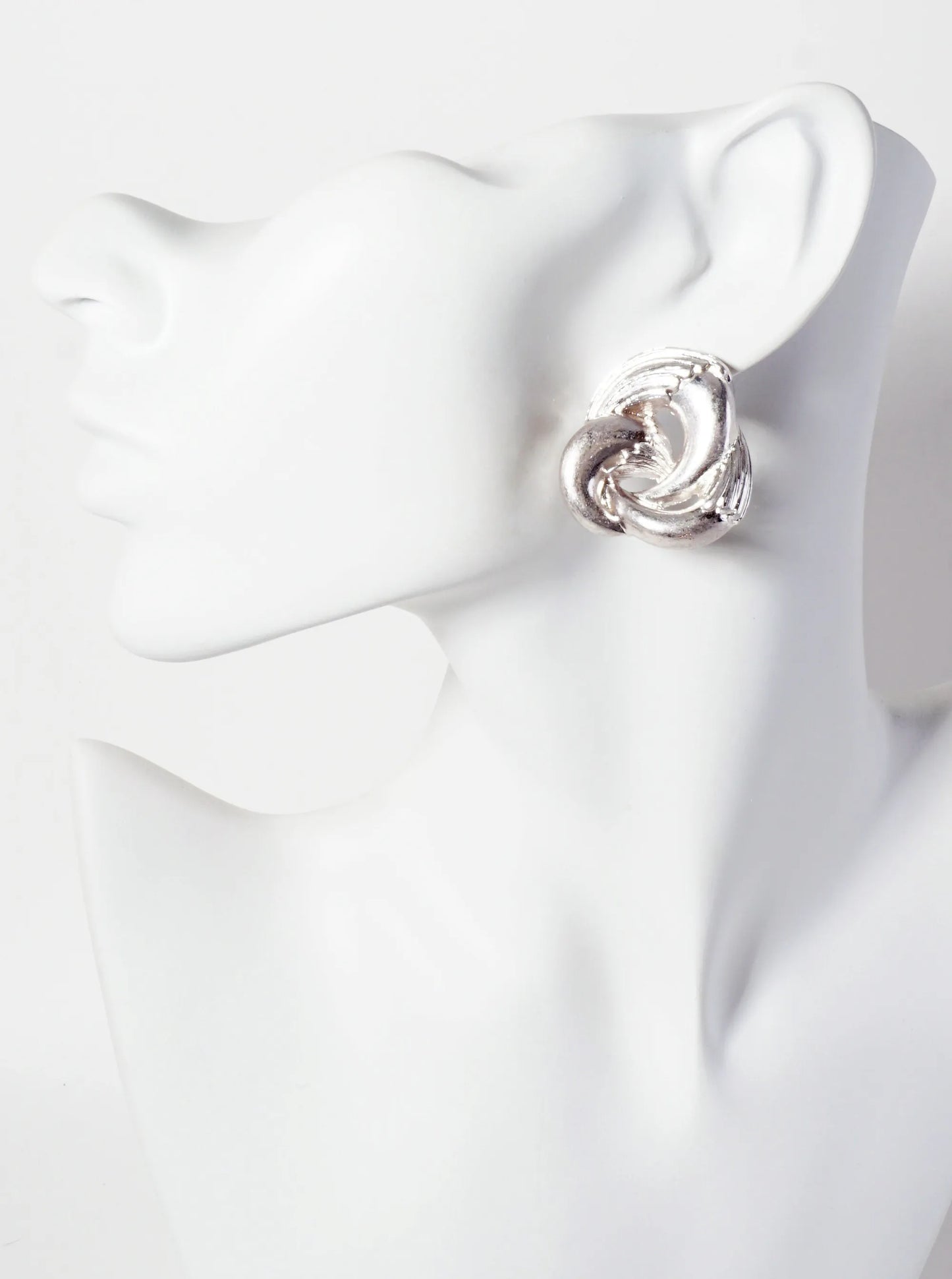 Textured Metal Knot Design Statement Earrings With-Titanium-Post
