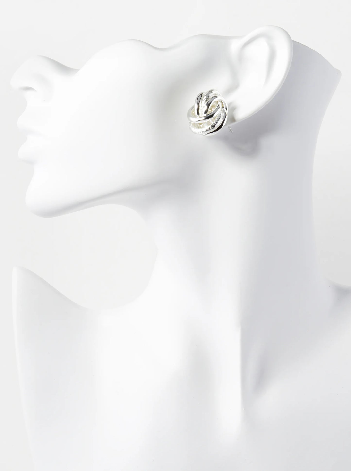 Textured Metal Knot Stud Earrings