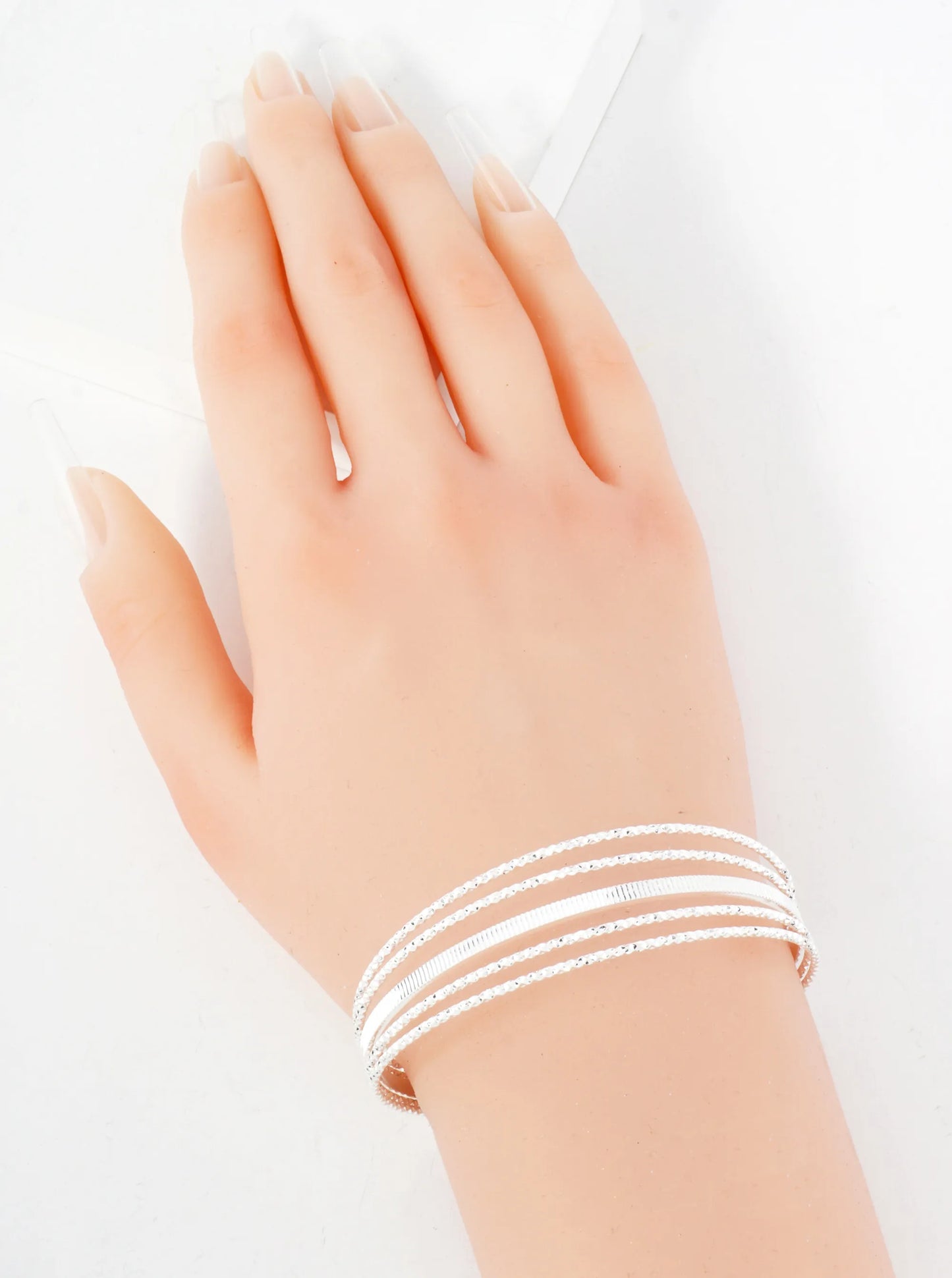 Textured Metal Layered Open Cuff Bracelet