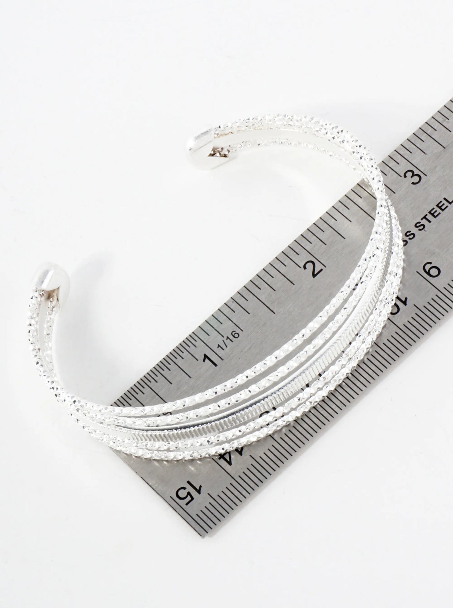 Textured Metal Layered Open Cuff Bracelet
