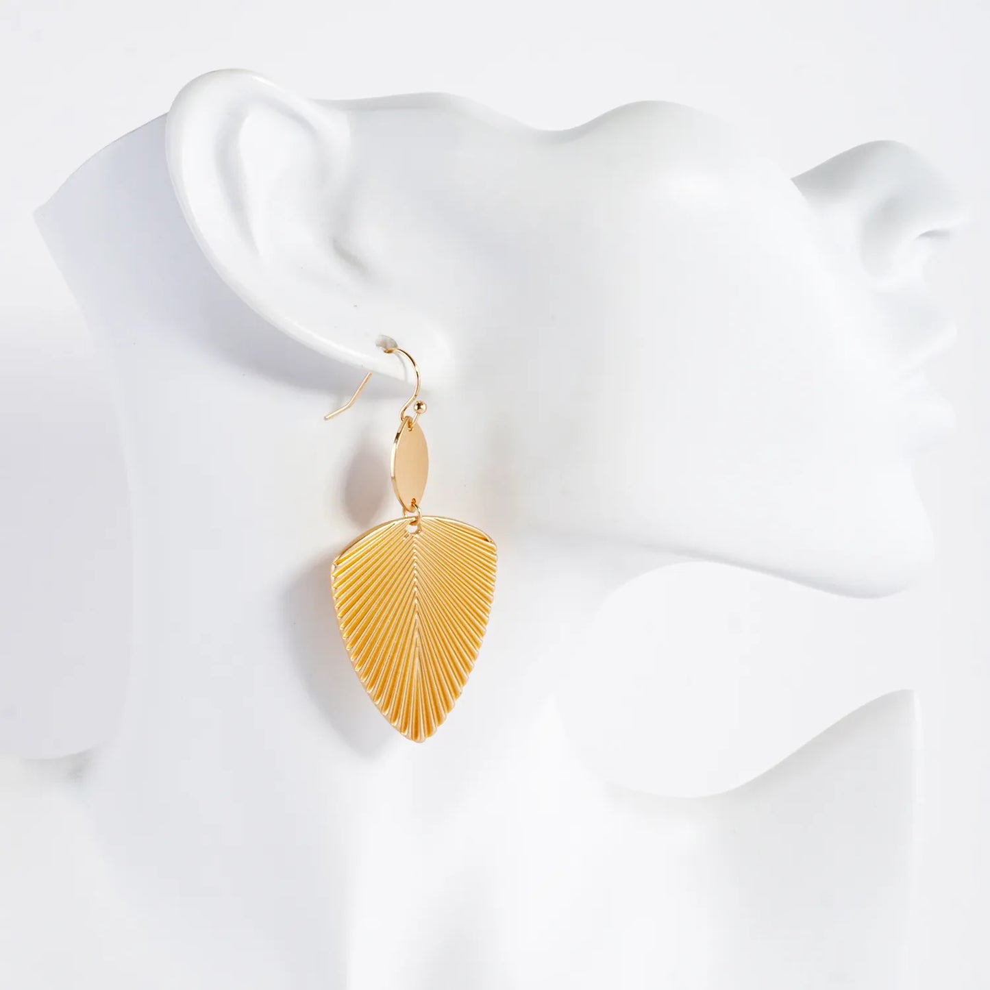 Textured Metal Marquise Leaf Drop Dangle Earrings