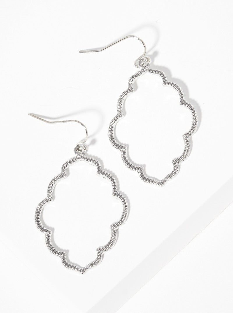 Textured Metal Moroccan Shape Dangle Drop Earrings