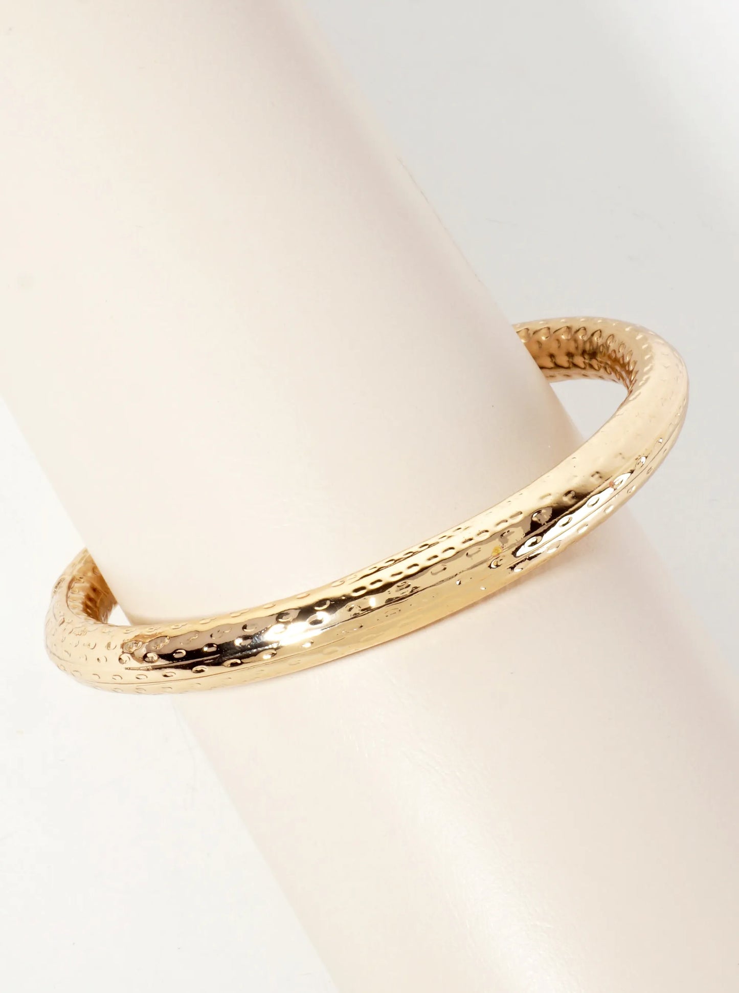 Textured Metal Polished Hollow 9mm Bangle Bracelet