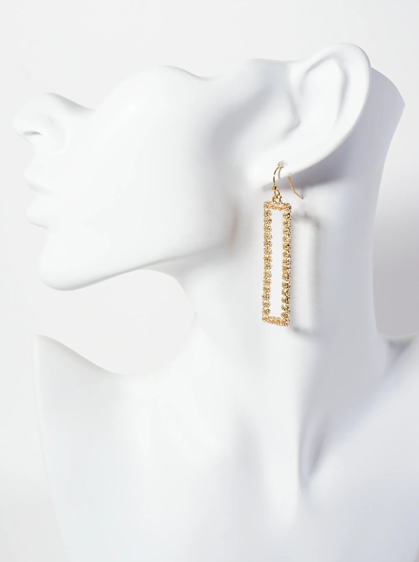 Textured Metal Rectangle Dangle Drop Earrings