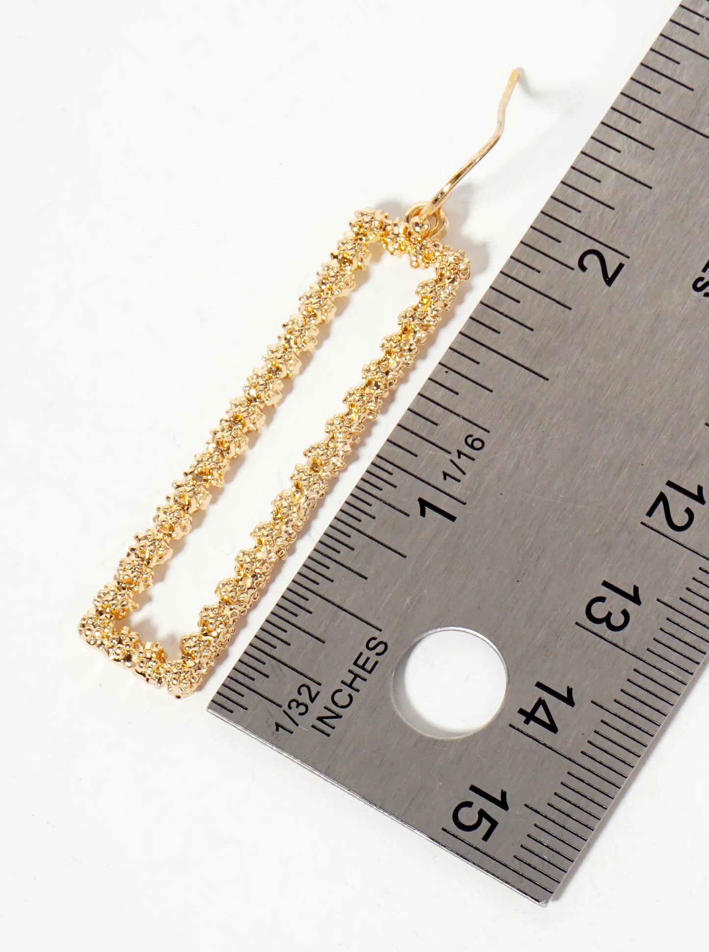 Textured Metal Rectangle Dangle Drop Earrings