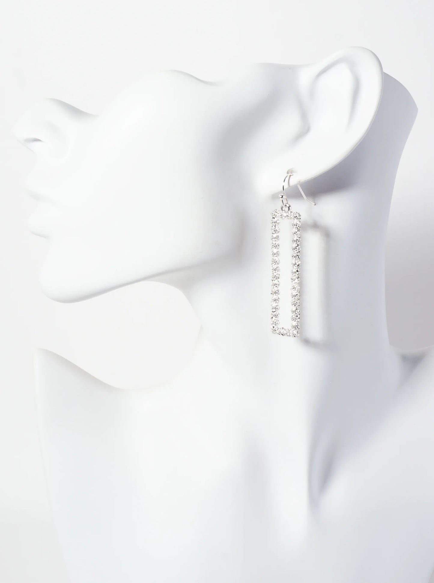 Textured Metal Rectangle Dangle Drop Earrings