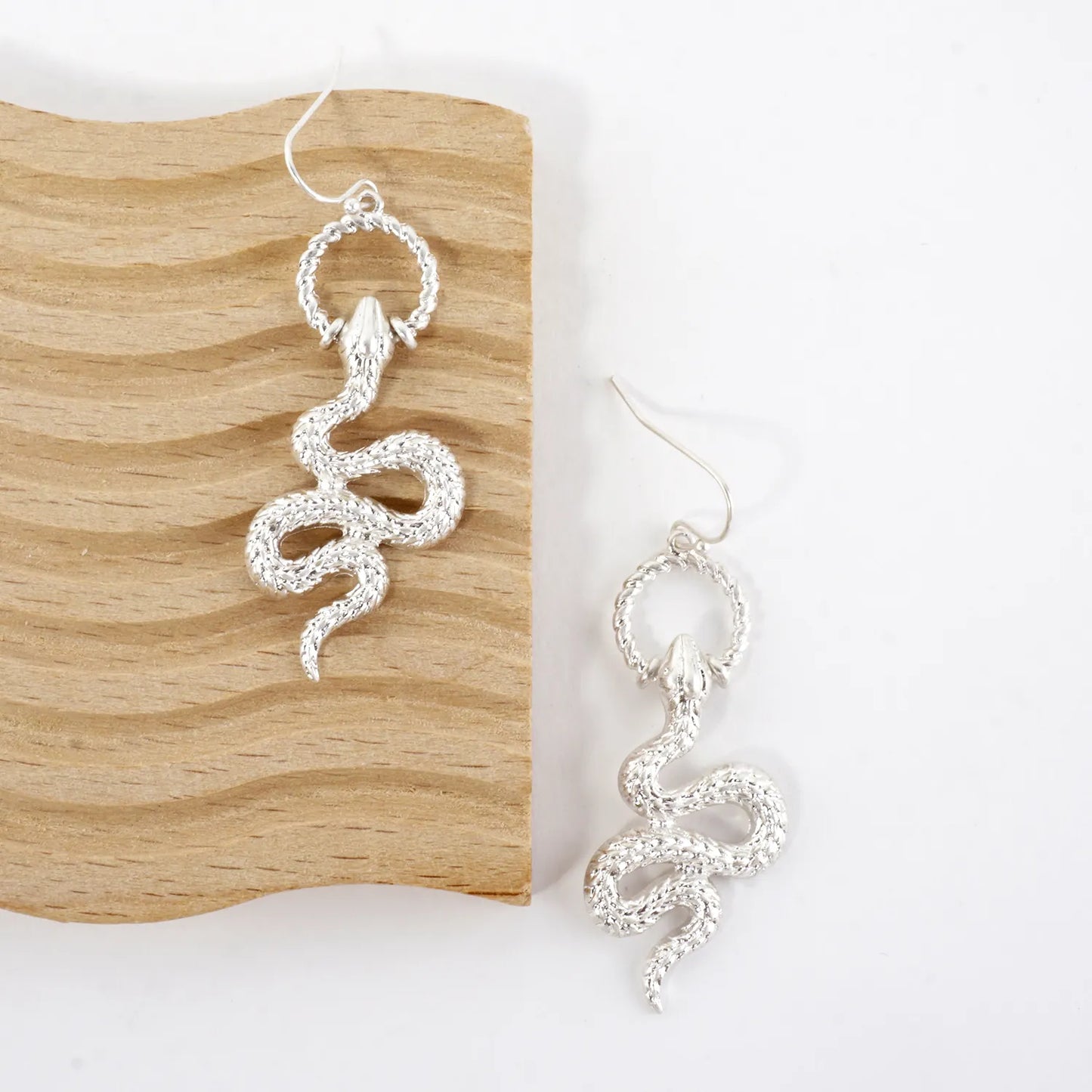 Textured Metal Snake Drop Earrings