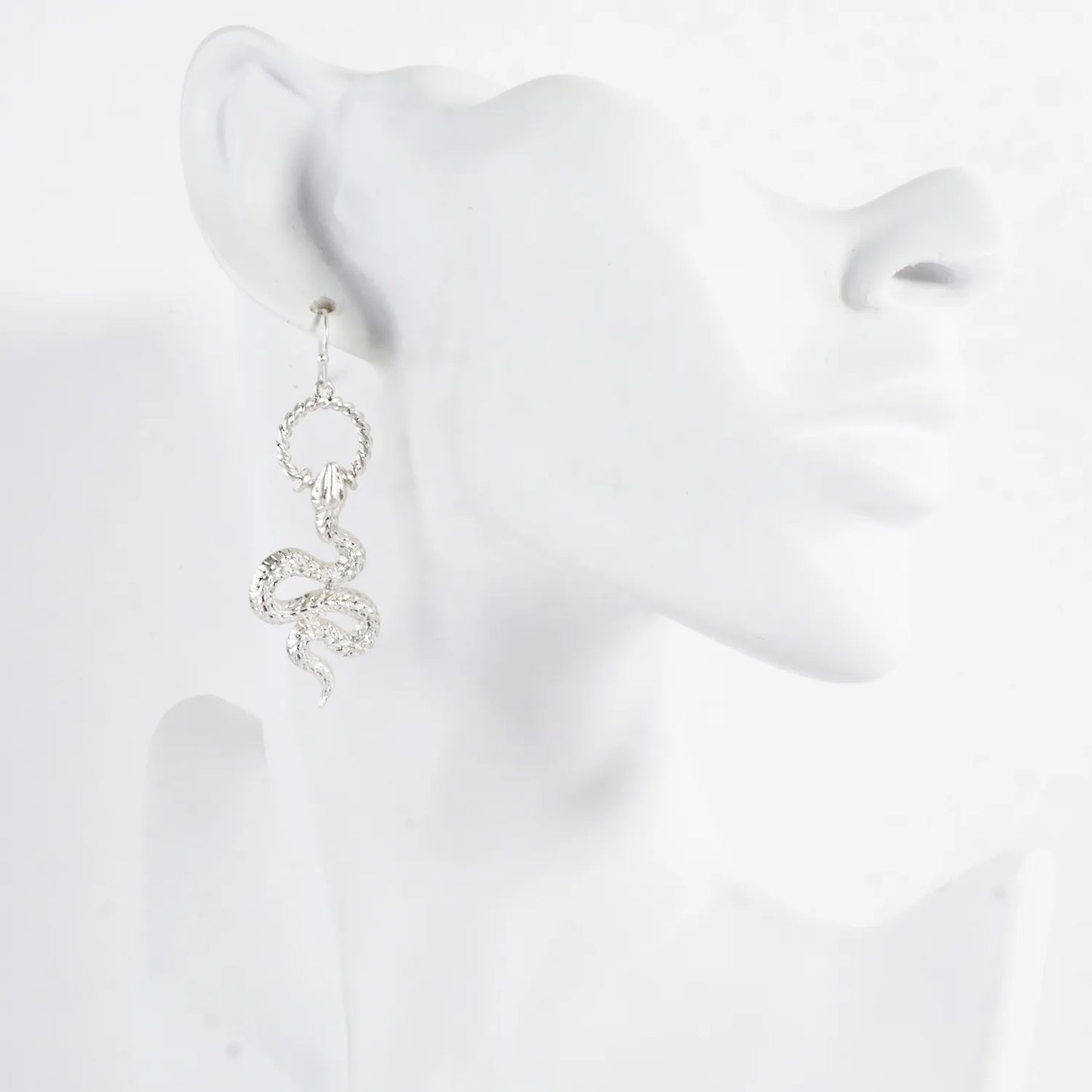 Textured Metal Snake Drop Earrings