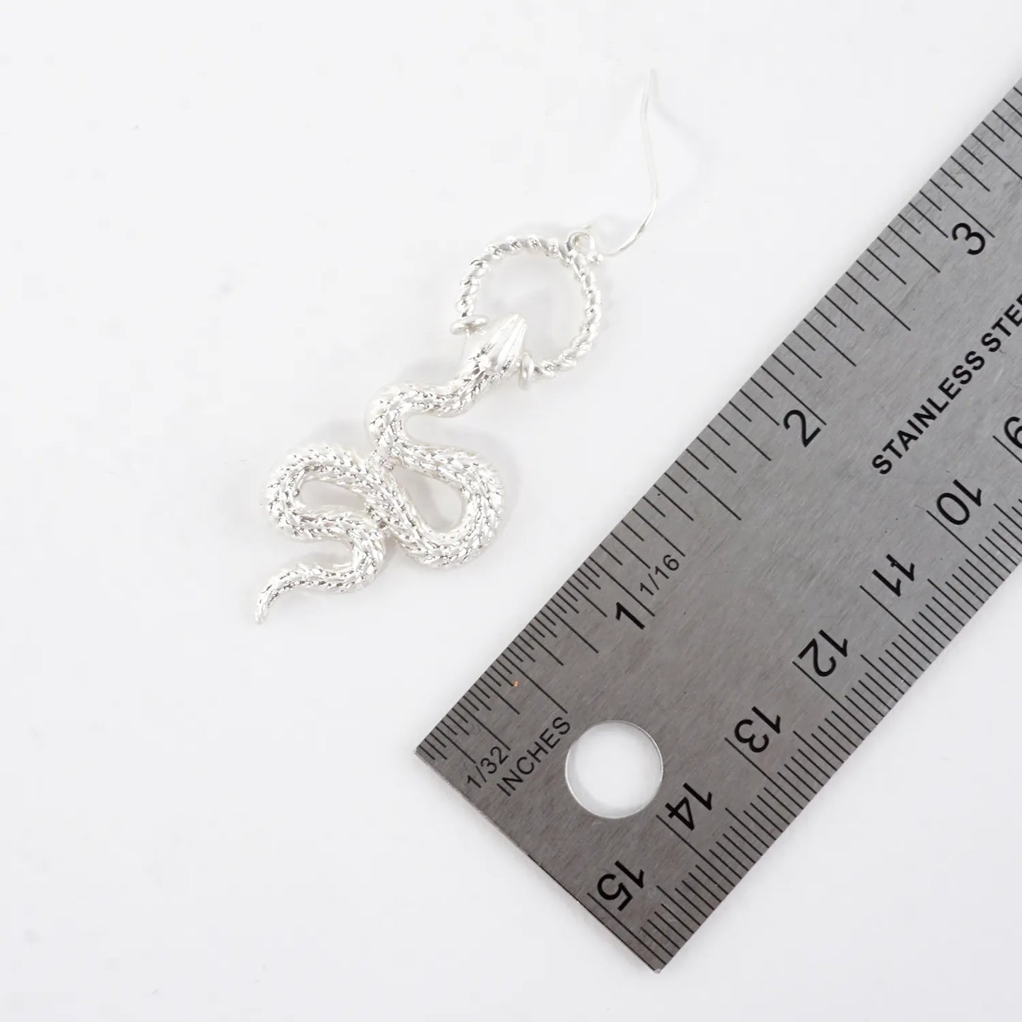 Textured Metal Snake Drop Earrings