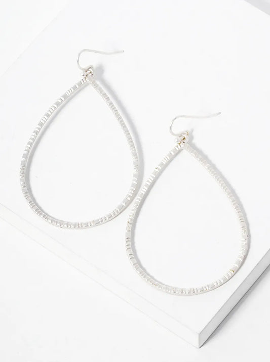 Textured Metal Teardrop Dangle Earrings