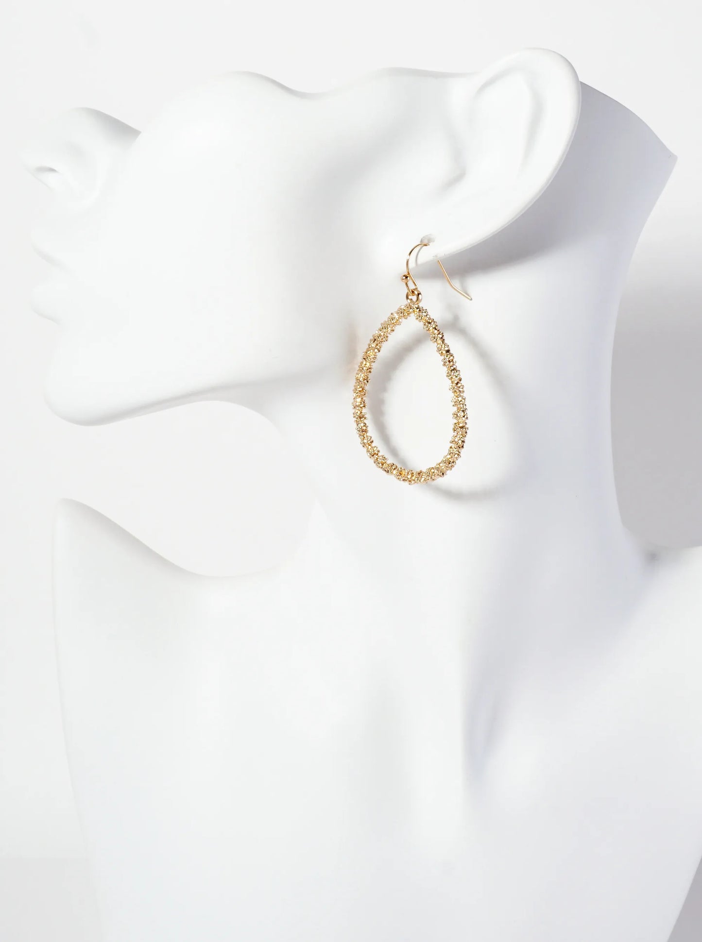 Textured Metal Teardrop-Shaped Dangle Earrings