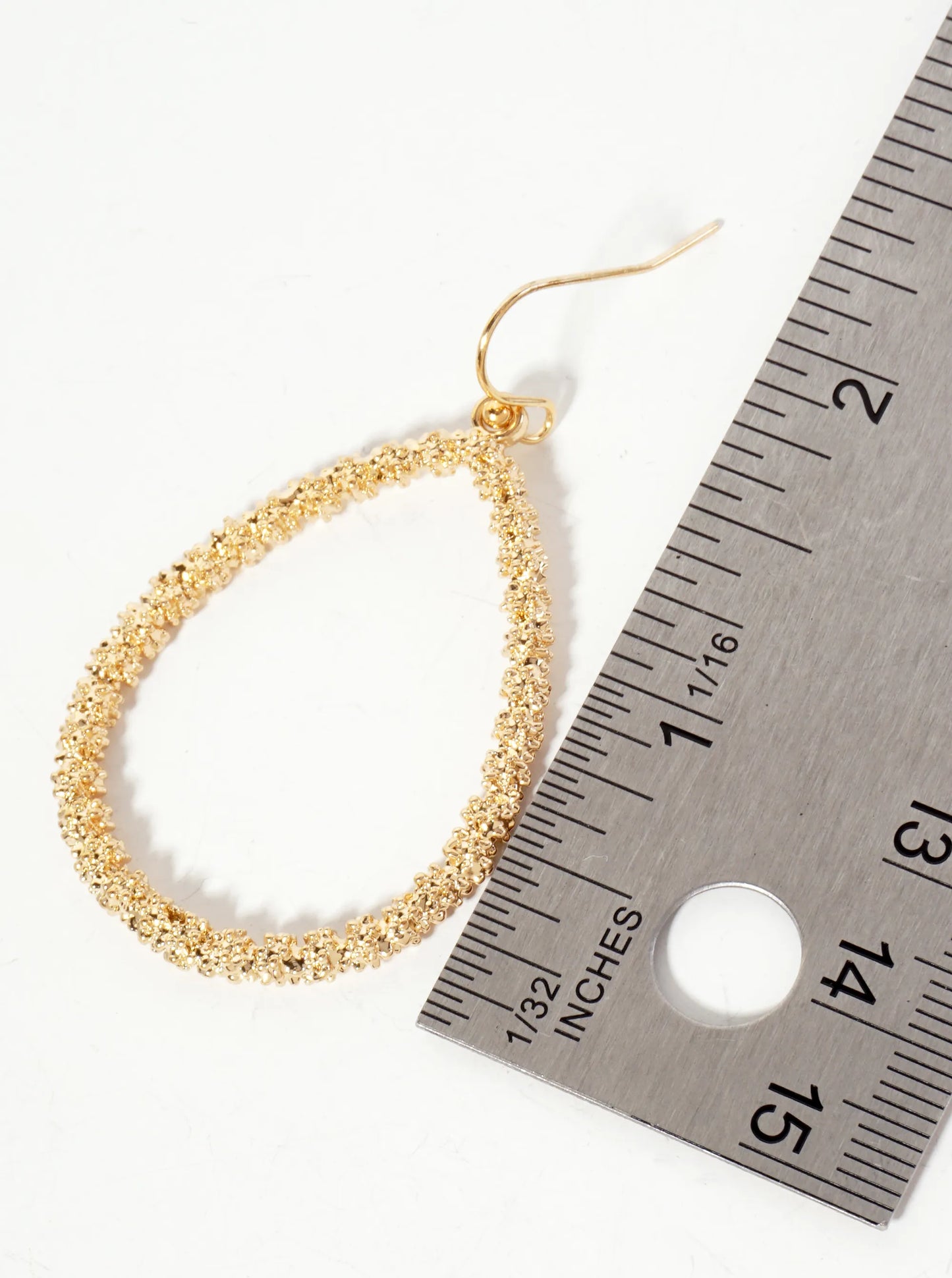 Textured Metal Teardrop-Shaped Dangle Earrings